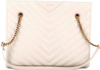 Saint Laurent Tribeca Shopping Matelasse Chevron leren medium shopper - Beige