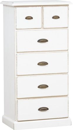 Biscottini International Cajonera De Estilo Country De Madera Maciza De Tilo Acabado Con Efecto Blanco Envejecido 63x41x120 Cm