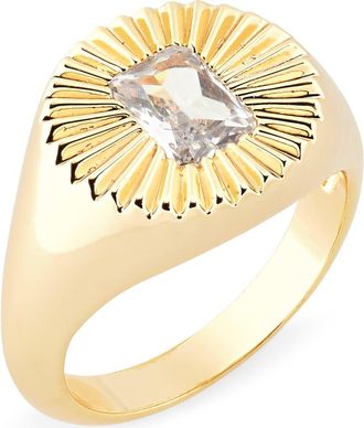 Miranda Frye Ember Cubic Zirconia Sunburst Signet Ring in Gold at Nordstrom, Size 10