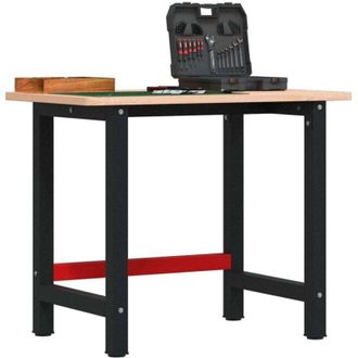 vidaXL Banco De Trabajo Rectangular Madera Maciza Roble 100x60x81,5 Cm Vidaxl