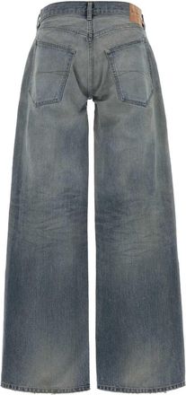 Balenciaga Womens Denim Wide-Leg Jeans Outback Blue