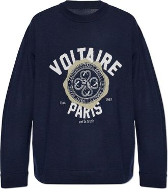 Zadig&Voltaire Swonny Sweater - Heren - Ronde hals truien - Blauw - S - Wol - Truien & Vesten