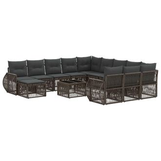 vidaXL Conjunto De Sof&aacute;s De Jard&iacute;n 13 Pcs Gris Rat&aacute;n Sint&eacute;tico Vidaxl