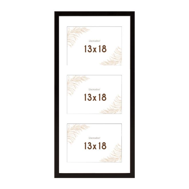 Wackadoo 3er Bilderrahmen Collage – 13x18 Cm, FSC-Holz Gold, Mit Glas & Passepartout, 51,5x24,5 Cm