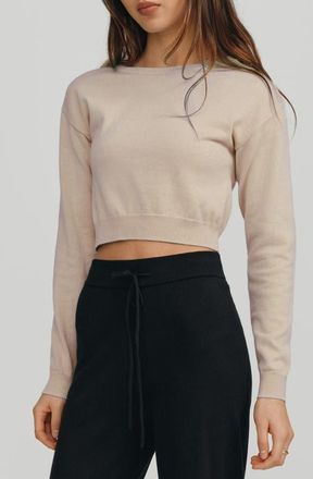 Kathryn McCarron Astrid Long Sleeve Crop Sweater in Camel at Nordstrom, Size X-Small