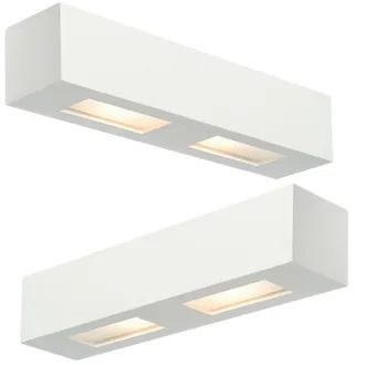 Loops 2 PACK Dimmable Twin Wall Light Primed White (ready to paint) Box Down Lamp