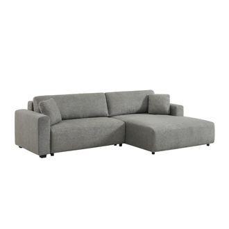 Sweeek Sof&aacute; cama esquinero derecho de tela con ba&uacute;l, 3 plazas, gris oscuro
