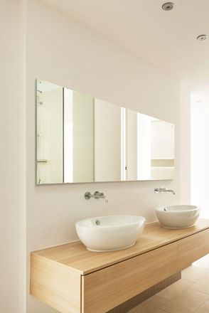 MirrorOutlet Circuitt 4mm Sheet Mirror Glass with 4 Holes Polished Edges160 x 80cm in Silver | Size: 1 Pack