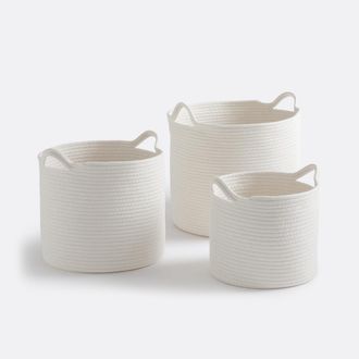 La Redoute Interieurs Set van 3 ronde manden met handgrepen, Kesia