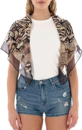 MARCUS ADLER Animal Print Square Scarf in Brown at Nordstrom Rack