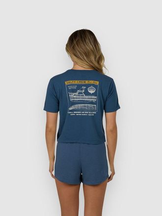 Salty Crew Boat Shop Crop Camiseta azul