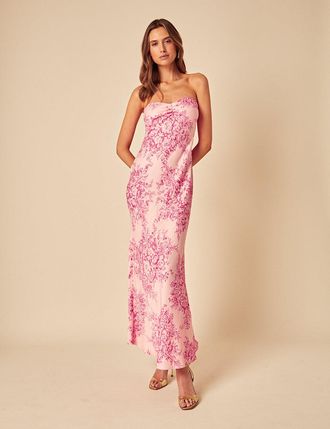 Nobody's Child Pink Floral Bandeau Ruby Maxi Dress