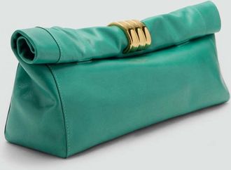 Mango Borsa da mano pelle turchese - Donna - Taglia unica - MANGO