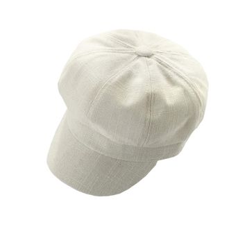 ACVIP Womens 8 Panels Thin Cotton Linen Baker Boy Hat Newsboy Cap (Off-White)