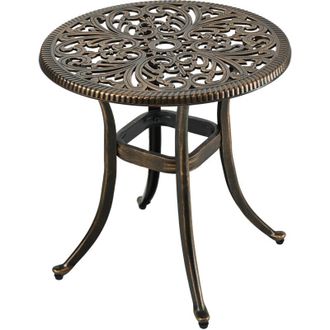 Relaxdays Tavolo da giardino Relaxdays con foro per ombrellone, HxP: 53 x 53 cm, alluminio, resistente, rotondo, nero/bronzo