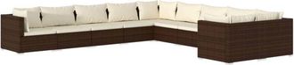 vidaXL 10 Pcs Garden Lounge Set Con Coj&iacute;n Mimbre Pe Brown