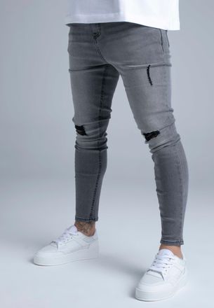 Siksilk Jeans SikSilk para Hombres Gris Desgastados Skinny 38