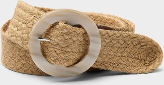 Lauren Ralph Lauren Womens Marbled-buckle wide braided jute belt