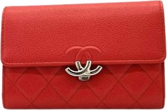 Chanel Pre-owned Matelasse Portemonnee (drievoudig) - Dames - Vintage Accessoires - Rood - ONE Size - Vintage