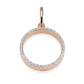 Monica Vinader Naida Circle Diamond Open Pendant, Rose Gold Vermeil on Silver