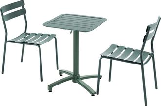 Oviala Mesa reclinable 60 x 60 cm y 2 sillas verde oscuro