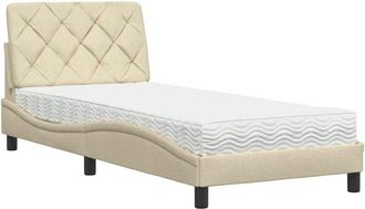 vidaXL Cama Con Colch&oacute;n Tela Color Crema 80x200 Cm Vidaxl