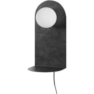 Beliani L&aacute;mpara De Pared Moderna Aplique Iluminaci&oacute;n Pantalla Redonda Metal Acero Base Con Interruptor Encendido/apagado Gris Grafito Mapi