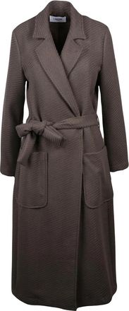 La Kore Turquoise Belted Wool-Blend Long Coat