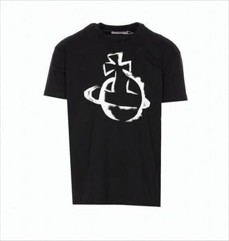 Vivienne Westwood Bold Graphic Black Cotton T-Shirt With Crew Neckline