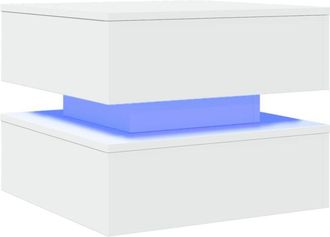 vidaXL Coffee Table with LED Lights White 50x50x40 cm vidaXL