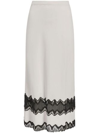 Another Tomorrow lace high-waist midi skirt - women - ENKA Viscose/Elastane - 42 - White