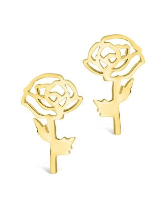 Sterling Forever 14K Over Silver Birth Flower August Poppy Studs