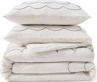 Peri Home Daydream Scallop Duvet Cover & Pillow Shams Set in Ivory at Nordstrom, Size Full/queen