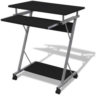 vidaXL Compact Computer Desk with Pull-out Keyboard Tray Black Vidaxl