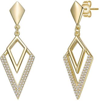 Rachel Glauber 14K Plated Cz Geometric Earrings