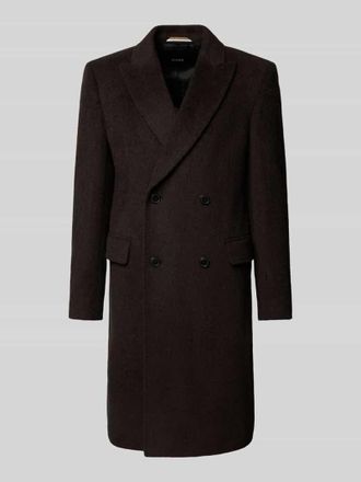 HUGO BOSS Regular Fit Wollmantel aus Alpaka-Mix Modell HYDE-DB-PEAK-254 in Dunkelbraun, Gr&ouml;&szlig;e 50