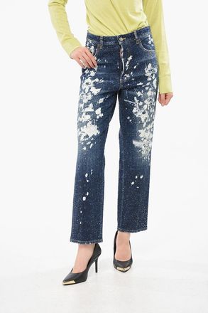 Dsquared2 Jeans Effetto Acid Wash BOSTON con Strass 19cm Dsquared2