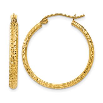 Diamond2Deal 14k Gold Diamond-cut 2.8x25mm Round Hoop Earrings