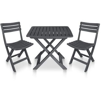 vidaXL Set da Bistrot 3 pz Pieghevole in Plastica Antracite - Vidaxl