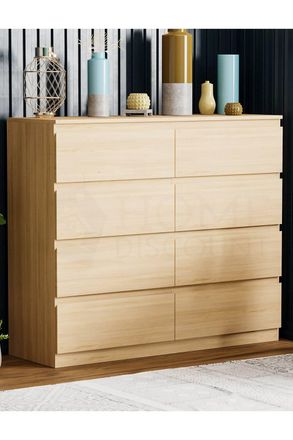 Home Discount Vida Designs Denver 8 Drawer Storage Chest Bedroom Organizer in Light Brown
