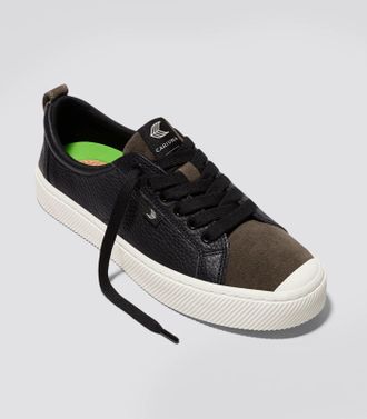 Cariuma Womens Cariuma OCA Low Sneakers Black Khaki Low Top Lifestyle Shoes HAWK2243