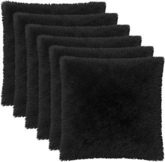 vidaXL Funda De Almohada 6 Pcs Heerlen Negro 55 X 55 Cm Fleece Pv Vidaxl