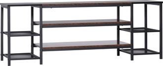 HOMCOM TV Unit Cabinet for TVs up to 60Inches with Shelves Brown and Black | TJ Hughes