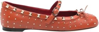 Valentino Garavani Rockstud Leren Ballerina - Dames - Schoenen - Oranje - Maat: 36 EU Leer