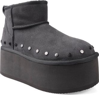 Candie's Shye Faux Fur Platform Bootie in Grey Suede at Nordstrom, Size 11