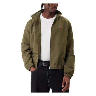 Tommy Jeans Light Jackets, male, Green, Size: XL Water Repellent Funnel Neck Jacket