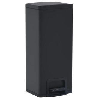 vidaXL Vidaxl - Cubo Basura Con Pedal Antihuellas 30l Negro Acero Inoxidable