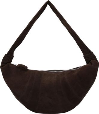 Christophe Lemaire Crescent-Shaped Brown Calf Leather Shoulder Bag