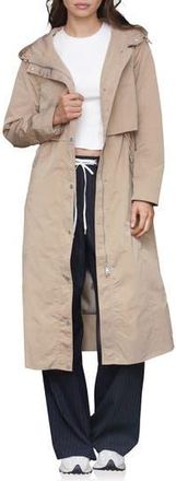 Avec Les Filles Hooded Maxi Rain Anorak in Camel at Nordstrom Rack, Size Medium