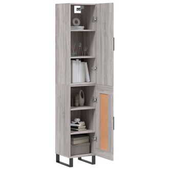 Berkfield Home Highboard Grey Sonoma 34.5x34x180 cm Engineered Wood